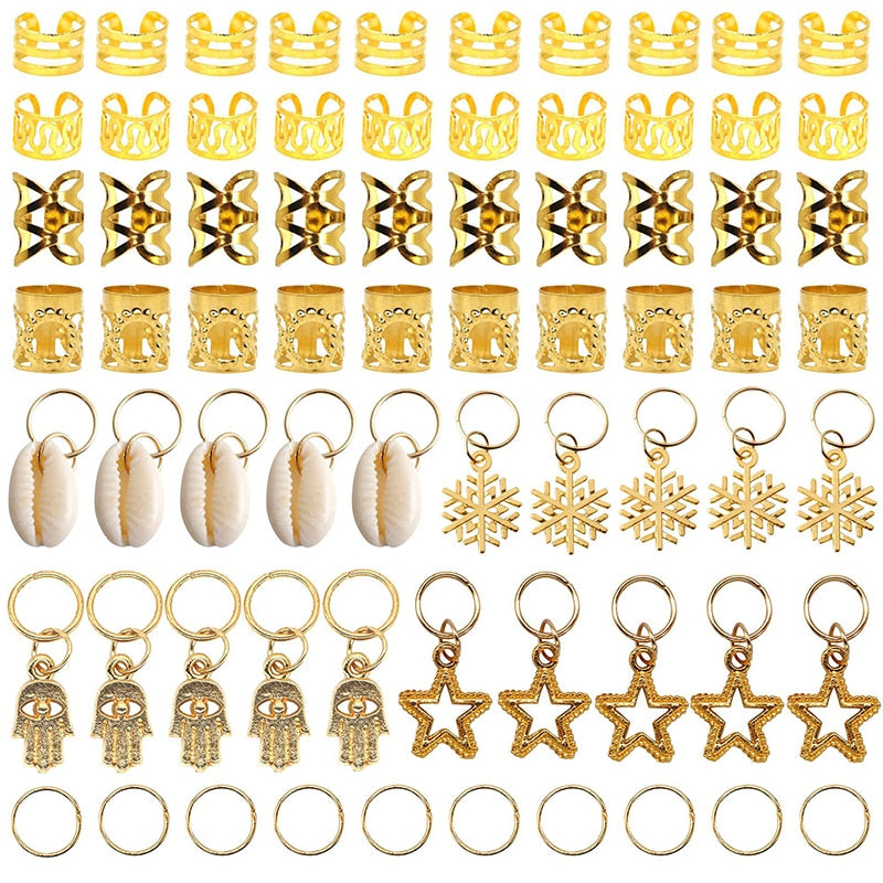 5-180pcs Hair Braid Dreadlock Beads Cuffs Clips