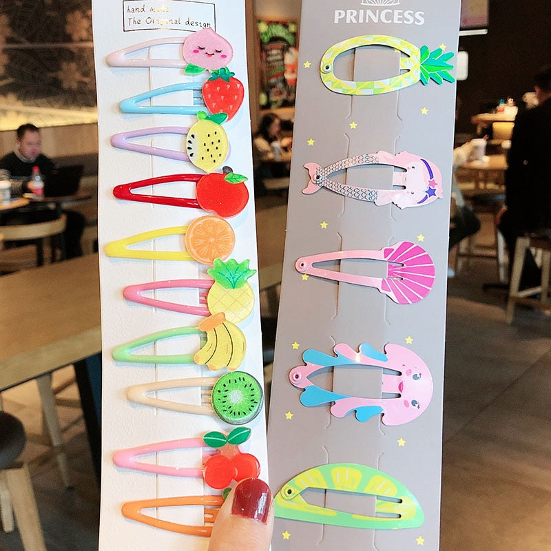 Cartoon Animal Fruit Flowers Colorful Hairpins