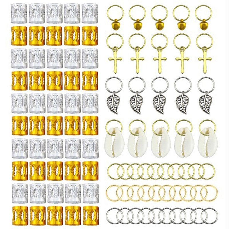 5-180pcs Hair Braid Dreadlock Beads Cuffs Clips