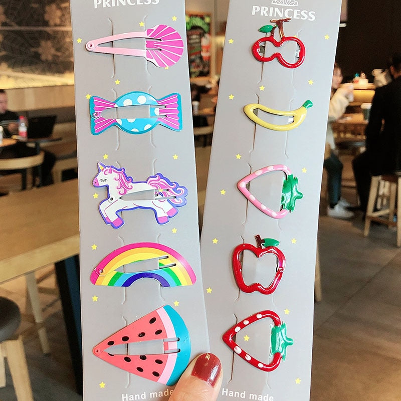 Cartoon Animal Fruit Flowers Colorful Hairpins