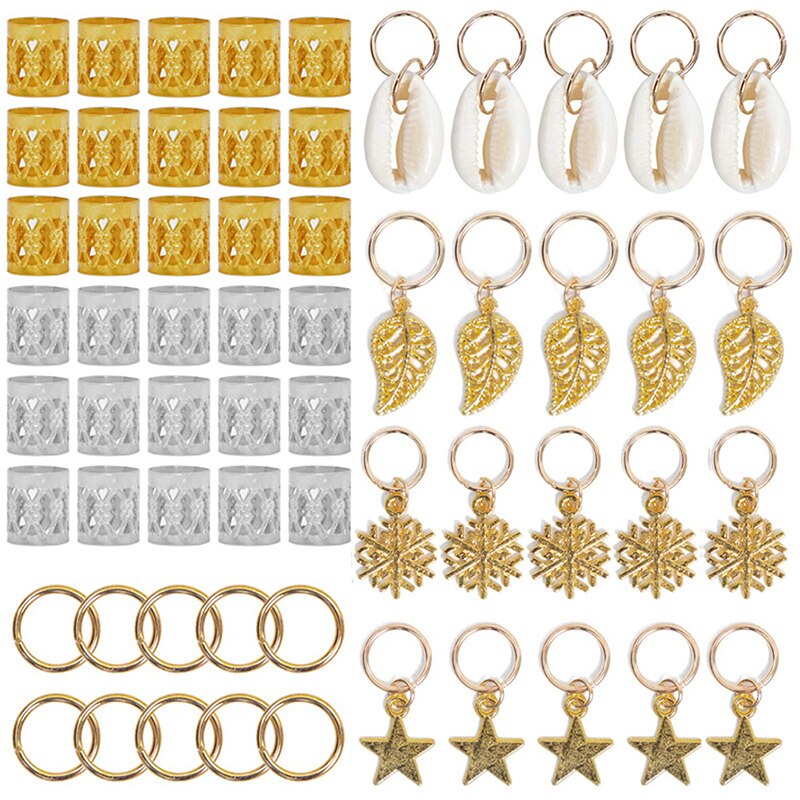 5-180pcs Hair Braid Dreadlock Beads Cuffs Clips