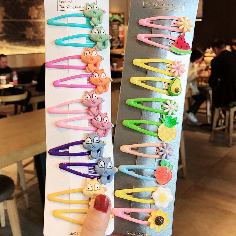 Cartoon Animal Fruit Flowers Colorful Hairpins