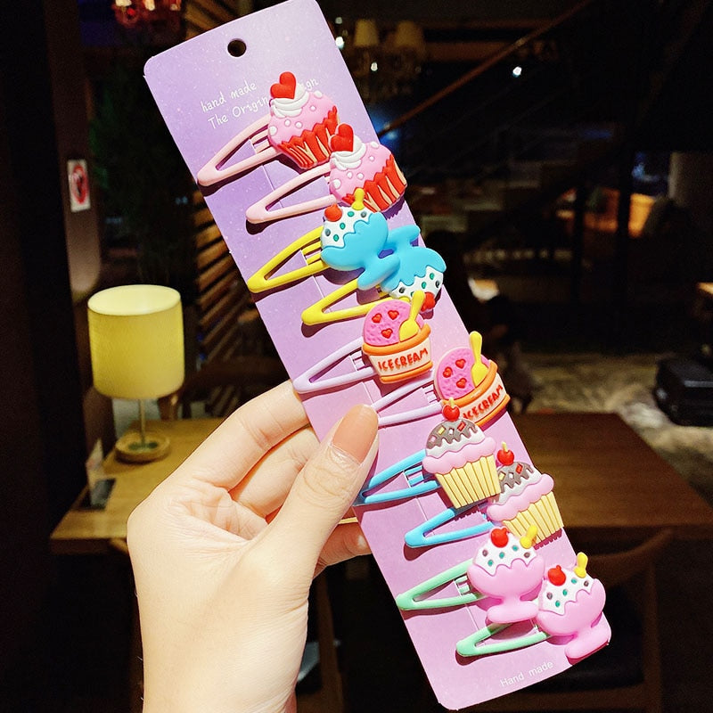 Cartoon Animal Fruit Flowers Colorful Hairpins