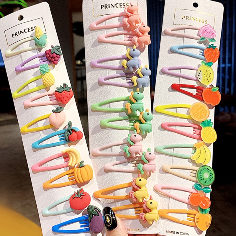 Cartoon Animal Fruit Flowers Colorful Hairpins