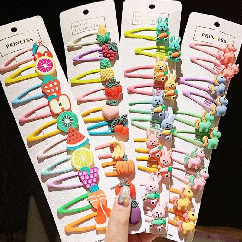 Cartoon Animal Fruit Flowers Colorful Hairpins