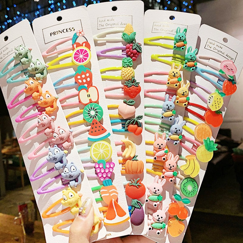 Cartoon Animal Fruit Flowers Colorful Hairpins